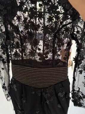 Zhivago Black 3D Floral Lace Mini Dress – NWT